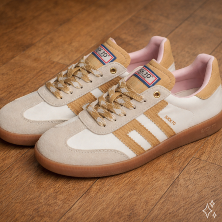 CLOUD GHOST NYLON Blanc Camel, Sneakers basses Back 70