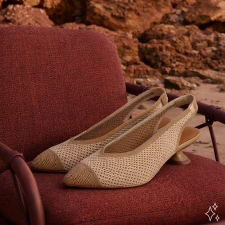 REINE 76533 Beige Blanc, Slingback Miss Elastic