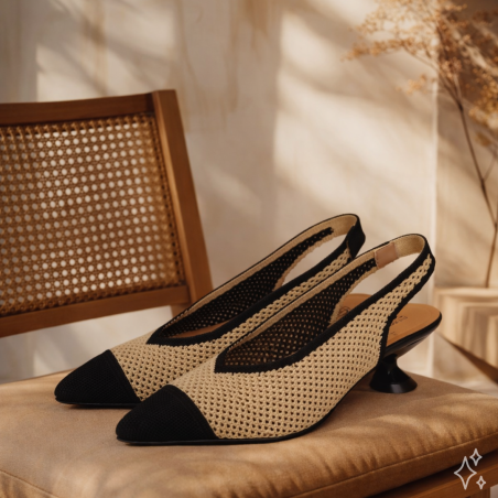 REINE 76533 Camel Noir, Slingback Miss Elastic