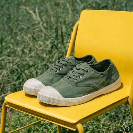 TENNIS LACET Vert Eau, Chaussures basses Bensimon