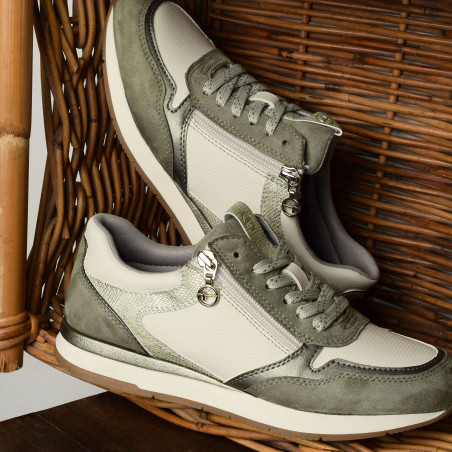 23613 Blanc Kaki, Baskets running Tamaris