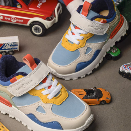 JOGGY SCRATCH BOY Bleu Jaune, Baskets running Shoopom