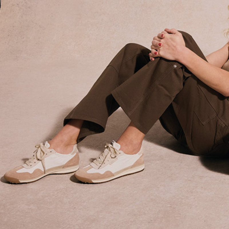 CAMDEN SNEAKER W Blanc Beige, Baskets Mode Schmoove