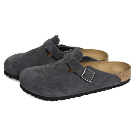BOSTON SUEDE Gris Foncé, Sabots Birkenstock