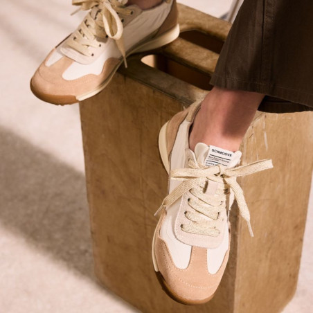 CAMDEN SNEAKER W Blanc Beige, Baskets Mode Schmoove