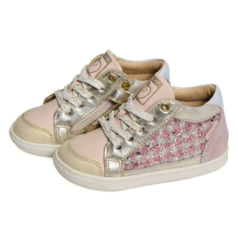 BOUBA CONNECT GIRL Platine Rose, Chaussures à Lacets Shoopom