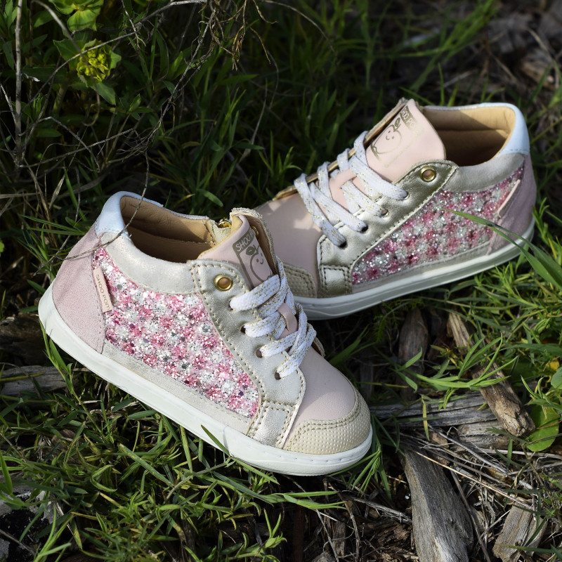 BOUBA CONNECT GIRL Platine Rose, Chaussures à Lacets Shoopom
