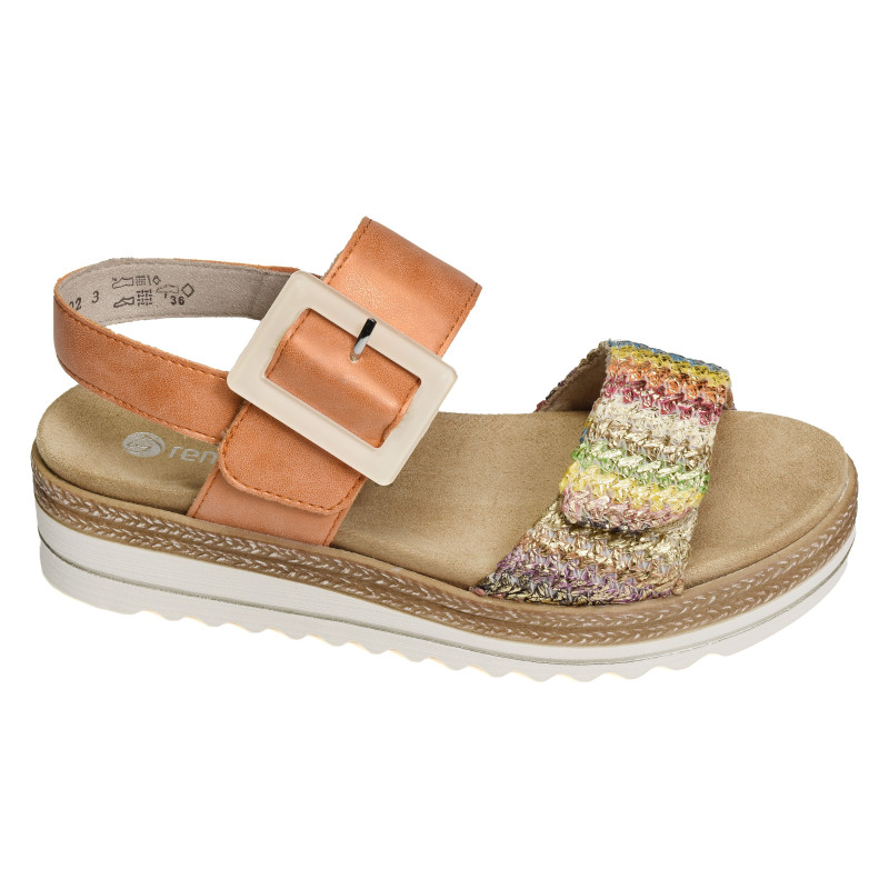 D0Q62 Orange Multicolore, Sandales compensées Remonte