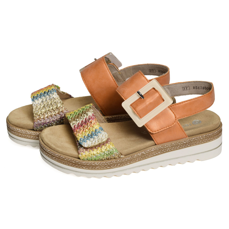 D0Q62 Orange Multicolore, Sandales compensées Remonte