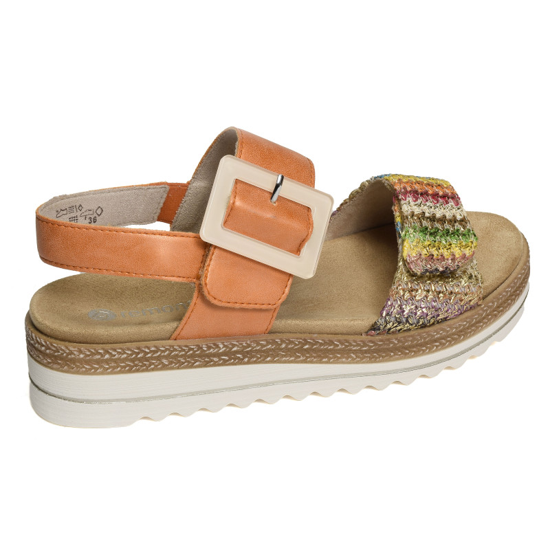 D0Q62 Orange Multicolore, Sandales compensées Remonte