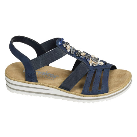 V0649 Marine, Sandales compensées Rieker