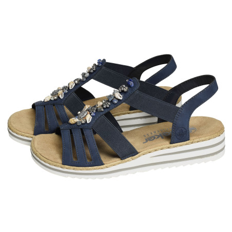 V0649 Marine, Sandales compensées Rieker