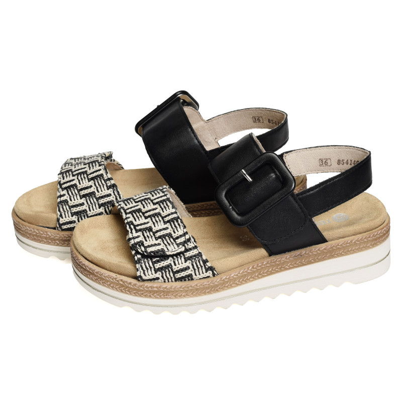 D0Q62 Noir, Sandales compensées Remonte