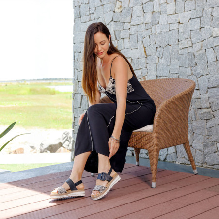 D0Q62 Noir, Sandales compensées Remonte