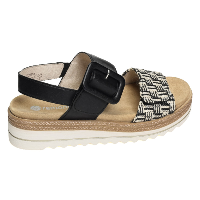 D0Q62 Noir, Sandales compensées Remonte