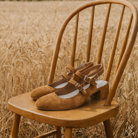 ROSEWOOD Camel, Slingback Reqins