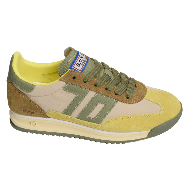 JOGGER MULTI SUEDE Jaune Kaki, Baskets Mode Back 70