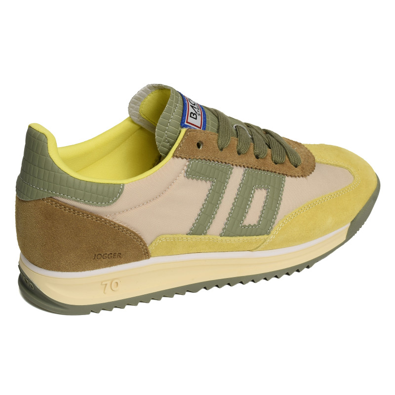 JOGGER MULTI SUEDE Jaune Kaki, Baskets Mode Back 70