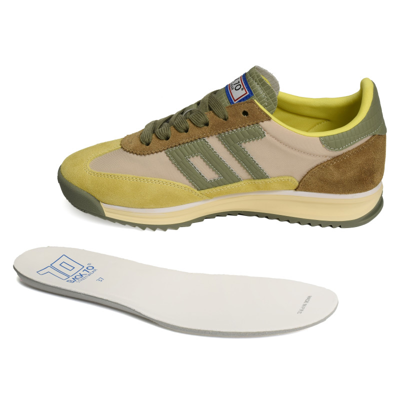 JOGGER MULTI SUEDE Jaune Kaki, Baskets Mode Back 70