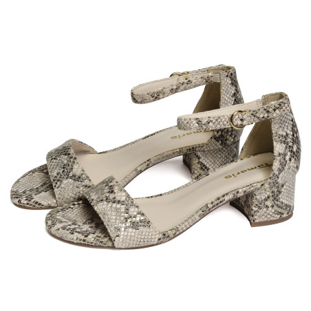 28201 Beige Serpent, Nu-Pieds à talon Tamaris