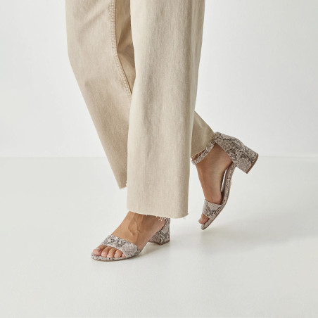 28201 Beige Serpent, Nu-Pieds à talon Tamaris