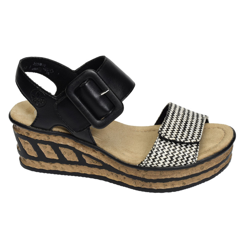 68172 Noir, Sandales compensées Rieker