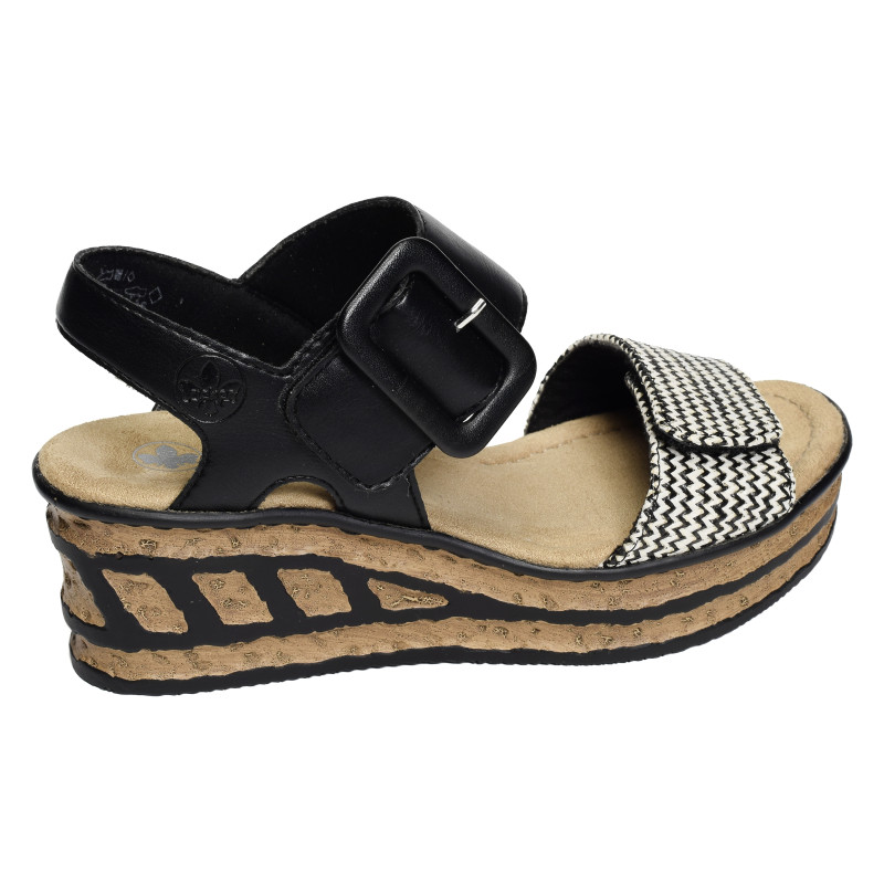 68172 Noir, Sandales compensées Rieker