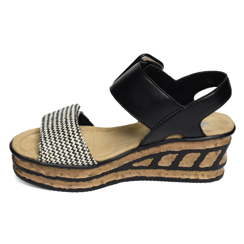 68172 Noir, Sandales compensées Rieker