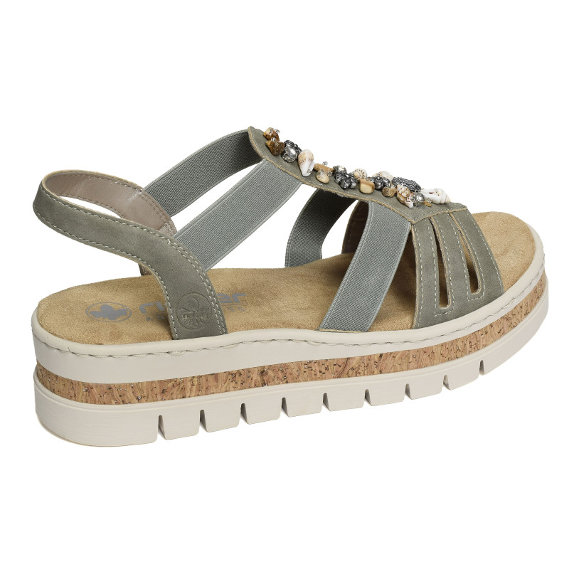 V4949 Vert, Sandales compensées Rieker