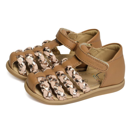 TITY WOWO Camel Multicolore, Sandales plates & Nu-Pieds Shoopom