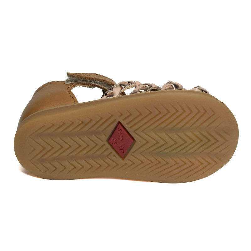 TITY WOWO Camel Multicolore, Sandales plates & Nu-Pieds Shoopom