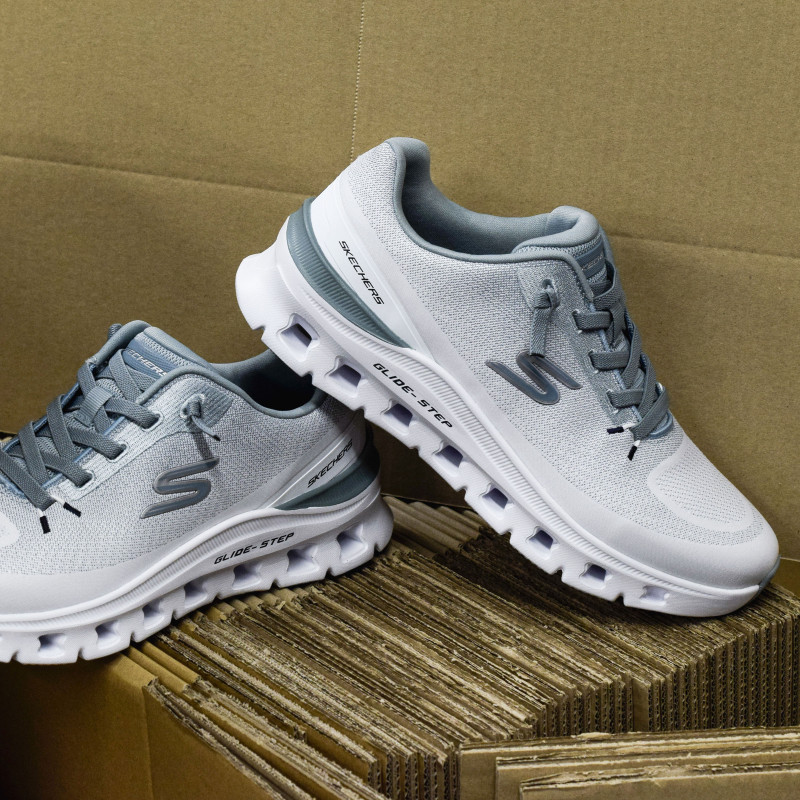 GLIDE STEP PRO WAVE Blanc Vert Eau, Slip-On Skechers