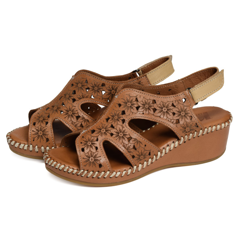 IMONZA Camel, Sandales compensées Madory