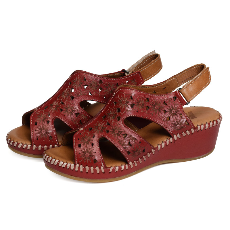 IMONZA Rouge, Sandales compensées Madory