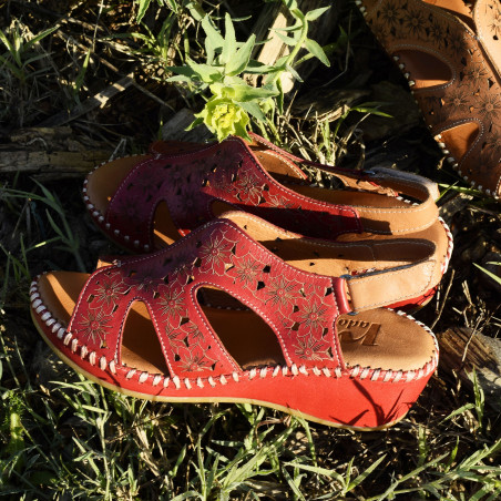 IMONZA Rouge, Sandales compensées Madory