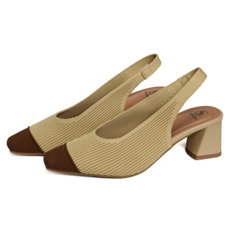 NEW PARIS 75021 Camel Marron, Slingback Miss Elastic