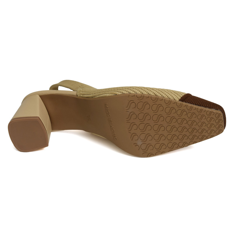 NEW PARIS 75021 Camel Marron, Slingback Miss Elastic