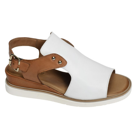 BANAZA Blanc Camel, Sandales compensées K.Mary