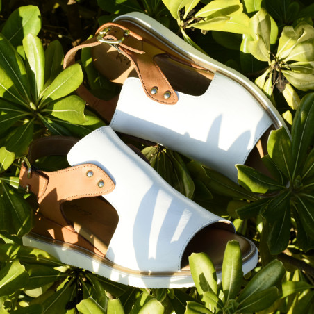 BANAZA Blanc Camel, Sandales compensées K.Mary