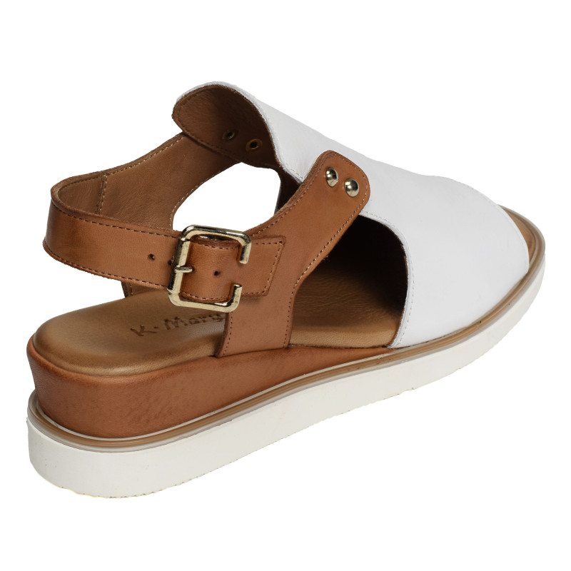 BANAZA Blanc Camel, Sandales compensées K.Mary
