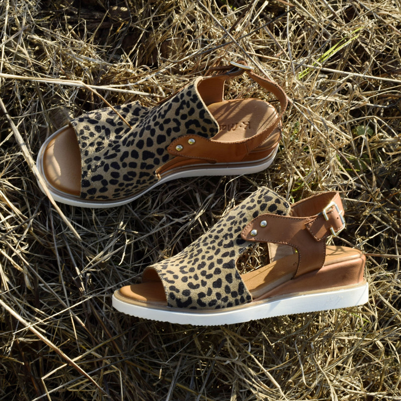 BANAZA Léopard, Sandales compensées K.Mary