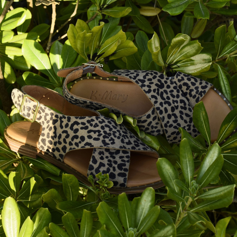 TABAR Léopard, Sandales plates K.Mary