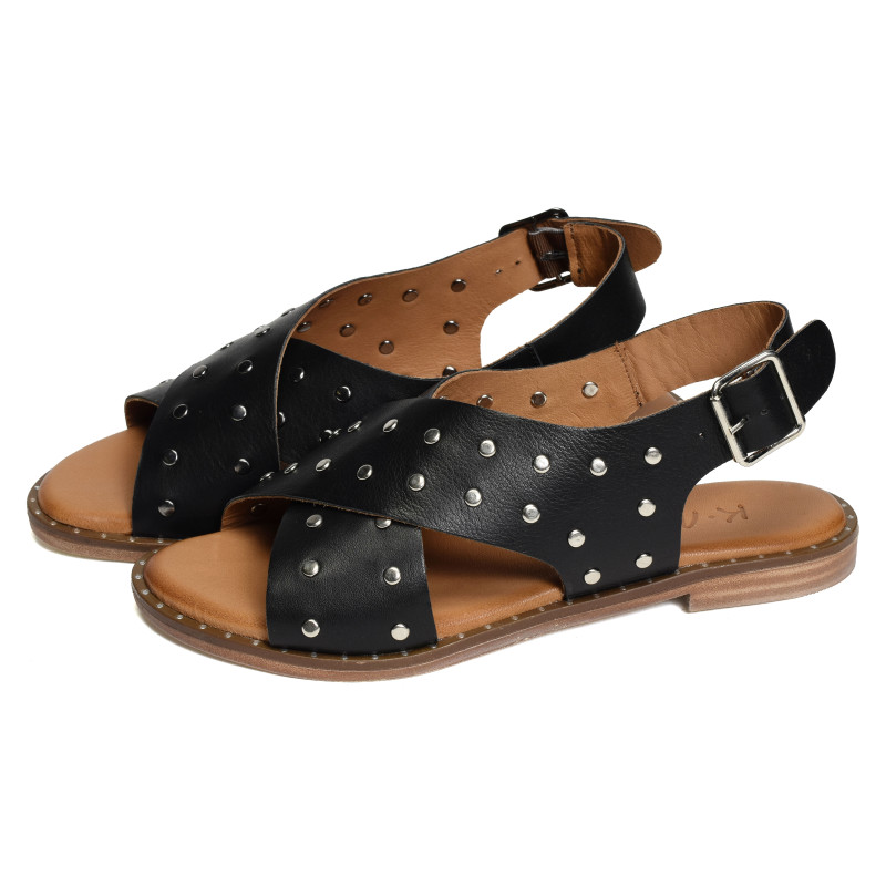 TABARCO Noir, Sandales plates K.Mary