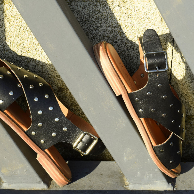 TABARCO Noir, Sandales plates K.Mary