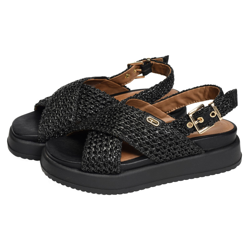 28224 Noir, Nu-Pieds à plateforme Tamaris