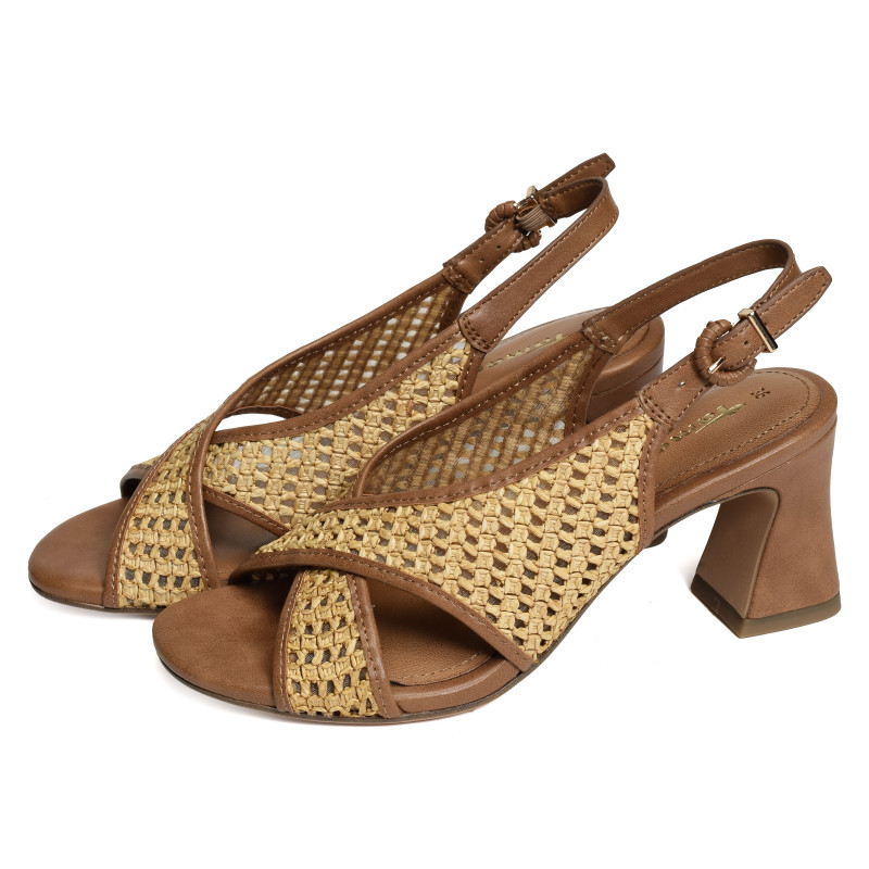 28315 Cognac, Nu-Pieds à talon Tamaris