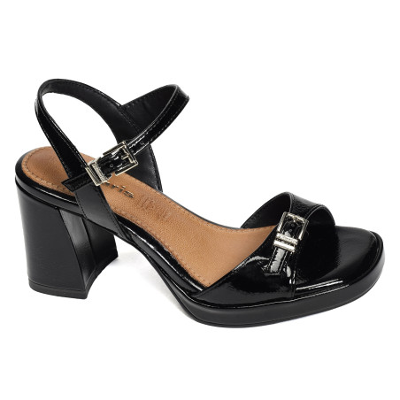 28317 Verni Noir, Nu-Pieds à talon Tamaris