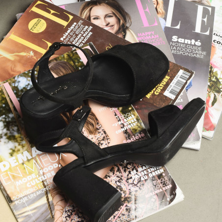 28343 Noir, Nu-Pieds à talon Tamaris