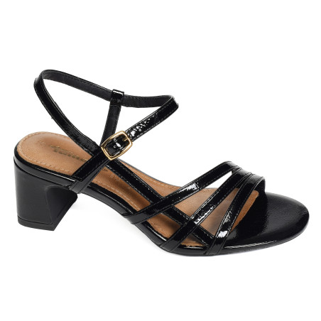 28350 Verni Noir, Nu-Pieds à talon Tamaris