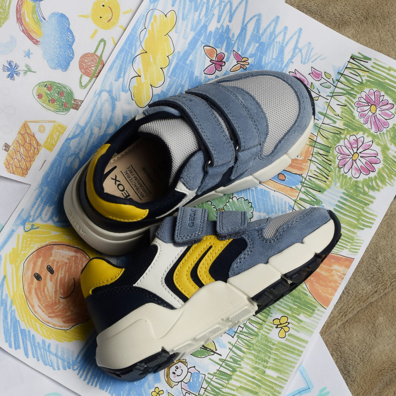 B FLEXYPER Bleu Jaune, Baskets running Geox